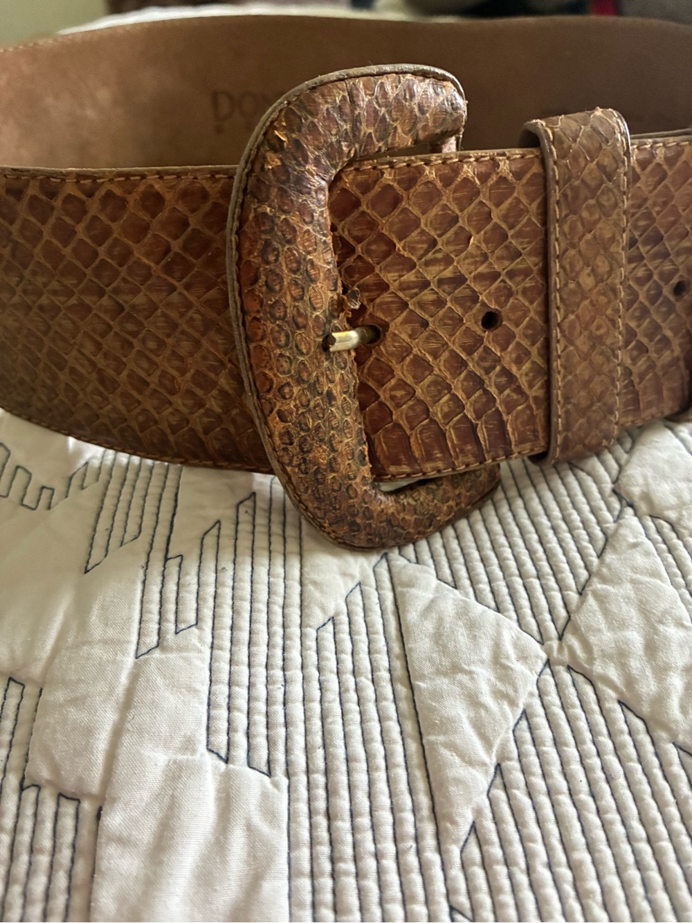 Vintage Donna Karan Donna wide belt genuine snake leather Made in Italy SMALL